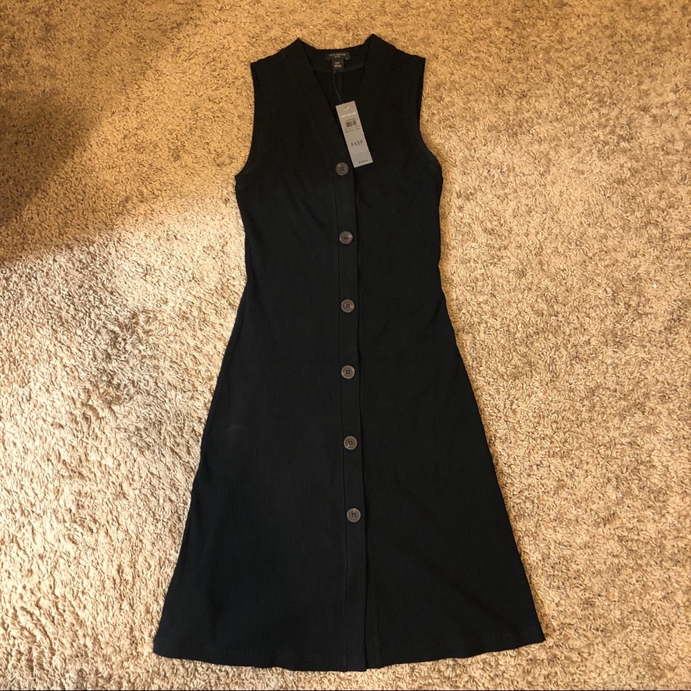 Ann Taylor Sleeveless Button Front Rib Knit Dress